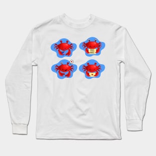 Crab Watercolor Hand Drawn Long Sleeve T-Shirt